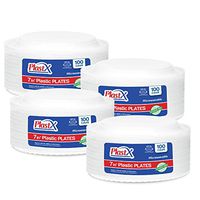 400 Count, PlastX Disposable 7 inch White Plastic Dinnerware Luncheon Plates, Microwavable, Great For Home, Office, Wedding, Parties, or Everyday Use, 4 Packs