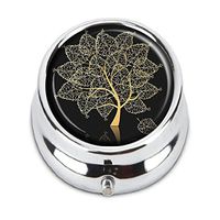 Guojew Gold Tree Custom Fashion Round Pill Box Tablet Holder Pocket Purse Organizer Case Decoration Box