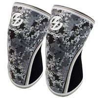 Elbow Sleeves (Pair) -Support & Compression for Crossfit, Weightlifting, Powerlifting, Basketball and Tennis - 5mm Neoprene Brace for Both Women & Men (Medium, Black & Camo Grey)