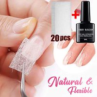 Nail Gel Kit, Clear Nail Gel Nail Extension Gel +20PCS Nail Care Fiberglass Silk Nails Wrap Stickers, Professional Nail Enhancement Thickening Gel Nail Art Tools Hybrid Gel