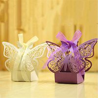 ARAYACY Butterfly Hollow Wedding Candy Box/Creative Candy Box Small Gift Box/Holiday Party Decoration Box (100PCS)