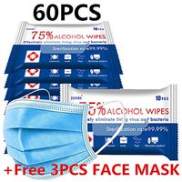 6PACK 75% Alcohol Prep Pads - 60PCS Disinfectant Cotton Slices Gauze Pads Individually Wrapped Swap Pad Wet Wipe for Hands Skin Cleaning Care