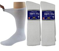 Different Touch 12 Pairs Physician Approved Therapeutic Loose Fit Diabetic Socks (White/Crew, 10-13 / Fit Men's Shoe 7-12)