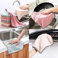 1PC Home Kitchen Coral Fleece Dish Towel Double Side Washing Cleaning Cloth Towel Rag Wipe