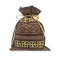 Hawaiian Drawstring Small Gift Bags 3 Pack Tapa Brown