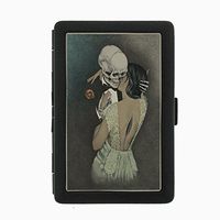Kissing Skeleton Vintage Macabre Black Cigarette Case Holder Wallet RFID-blocking