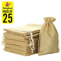FLAIRYLAND 5" X 8" Linen Burlap Bags with Jute Drawstring for GiftBags Wedding Party Favors Jewelry Pouch, ChristmasBirthday Presents, Snack Sacks and DIY Craft Arts Projects, Lot of 25