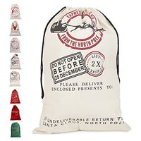 LITTLEGRASS Christmas Decorations Santa Sack Personalized for Kids Canvas Burlap Blank Bag Drawstring Special Delivery Extra Large Size 27.5"x19.5" (C)