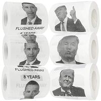 Fairly Odd Novelties Donald Trump & Barack Obama Toilet Paper, Set of 6 Rolls Funny Novelty USA Politics Gag Gift