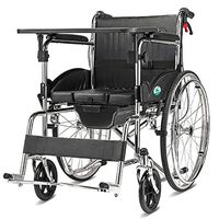 Shower Chair Mobile Commode Wheelchair, Bedside Toilet Chair with Brakes, Away Footrests, for Handicap, Elderly, Injured and Disabled