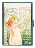 ALPHONSE MUCHA ABSINTHE ART NOUVEAU PIN-UP Double-Sided Cigarette Case, ID Holder, Wallet with RFID Theft Protection