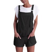 Women Jumpers Shorts Pants Pockets Strappy Romper Working Overalls Trousers Hemlock (XL, Black)