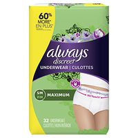 Always Discreet Incontinence & Postpartum Underwear for Women, Small/Medium, 32 Count, Maximum Protection, Disposable (32 Count)
