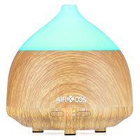 AirKoos Aroma Essential Oil Diffuser, 100ml Ultrasonic Cool Mist Wood Grain Humidifier with Color LED Lights Changing Waterless Auto Off for Home Office Spa Yoga Bedroom (Light Brown)