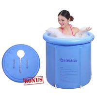 EOSAGA Portable Plastic Bathtub Inflatable Portable Tubs PVC Bath Tub Portable Soaking Tub Inflatable Spa For Adult Bathroom With Air Pump Large Blue