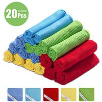 MASTERTOP 20Pcs 5 Different Multipurpose Cleaning Cloth 5 Colors Rags for Kitchen Car Floor Glass 13.2" x 13.2"