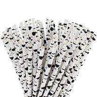 ALINK Biodegradable Cow Paper Straws, 100 Black White Birch Straws for Kids, Birthday/Farm Theme Party, Baby/Bridal Shower Decorations and Holiday