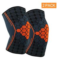 (2 Packs) Knee Brace, Knee Compression Sleeve Support for Running,Fitness, Basketball,Volleyball, Relieve Muscle Damage,Treatment of Meniscus Injury,Tendonitis,Arthritis （Orange L）