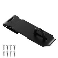 JQK Door Hasp Latch Lock, 5 Inch 304 Stainless Steel Safety Packlock Clasp Thickness 1.9 mm, Matte Black, DL130-PB