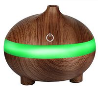 Butifullove 300ml Essential Oil Diffuser with 7 Color LED Lights Wood Grain Aromatherapy Diffuser with Auto Shut-off Function, Cool Mist Humidifier BPA-Free for Bedroom Home (10.9X9.8CM, Brown)