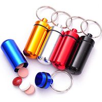 1Set(5PCS) Aluminium Travel Pill Box Keyring- Waterproof Portable Mini Pill Box Case Bottle Container Cache Drug Pill Holder Keychain