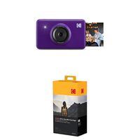 Kodak Mini Shot Wireless Instant Digital Camera & Social Media Portable Photo Printer (Purple) with Photoprinter Cartridge MC All-in-One Paper and Color Ink Cartridge Refill(50 Pack)