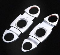 2 New Silver Stainless Steel Pocket Cigar Cutter Knife Scissors Double Blades