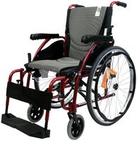 Karman Ergonomic Wheelchair in 16" Seat, Red Frame and Silver Cushion