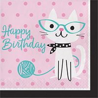 Creative Converting 328593 Purr-Fect Party 192-Count Happy Birthday Lunch Paper Napkins
