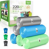 2.6 Gallon 220 Counts Strong Trash Bags Garbage Bags by Teivio, Bathroom Trash Can Bin Liners, Small Plastic Bags for home office kitchen,fit 10 Liter, 2,2.5,3 Gal, Multicolor