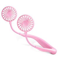 CliniqPro Portable Mini Neck Fan - Small Personal Cooling Device with Flexible Design - LED Light Double Wind Head - USB Rechargeable Battery - Portable, Lightweight Travel Neckband - Pink