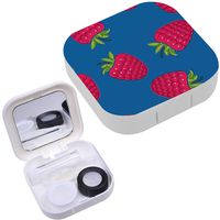 Portable Contact Lens Case Box Travel Kit Mirror + Bottle + Tweezers Container Holder [ Raspberries Fruit Berry ]