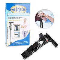 LED Folding Walking Stick, Safety Walking Stick Magic Cane 4 Head Pivoting Trusty Base Adjustable Height SOS Alarm