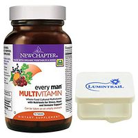 New Chapter Every Man, Men's Multivitamin Fermented with Probiotics, Selenium, B Vitamins, Vitamin D3-72 Tablets Bundled with a Lumintrail Pill Case