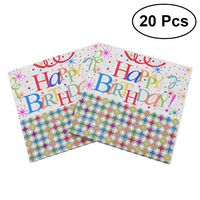 LUOEM 20Pcs HAPPY BIRTHDAY Floral Paper Luncheon Napkins Printed Paper Napkin for Birthday Dinner Party Favors Supplies