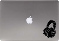 Headphone Vinyl Decal Sticker for Computer MacBook Laptop Ipad Electronics Home Window Custom Walls Cars Trucks Motorcycle Automobile and More (Black)