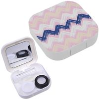 Portable Contact Lens Case Box Travel Kit Mirror + Bottle + Tweezers Container Holder [ Chevron Hand ]