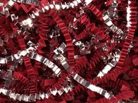 Pack Of 1, Solid Red & Silver Crinkle Cut Paper Shred (Spring Fill / Zig Fill) 1/8" wide 10 lb Made In USA