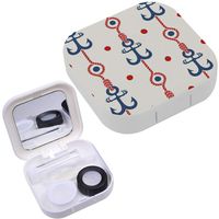 Portable Contact Lens Case Box Travel Kit Mirror + Bottle + Tweezers Container Holder [ Vintage Fine Nautical Ropes ]