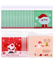 300pcs Christmas Cellophane Candy Bags OPP Self-Adhesive Candy Cookie Bags Christmas Snacks Bags Xmas Holiday Goody Gift Bags