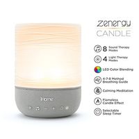 iHome Zenergy Meditative Light & Sound Therapy Candle, Breathe, Sleep and Relax with Adjustable, Customizable Sounds and Lighting (Gray)