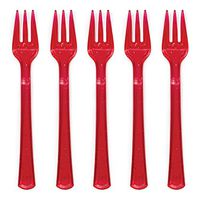 Creative Converting 24 Count Glitter Forks, Mini, Glitz Red