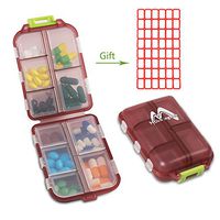 Pill Case，1 pcs Small 7-Day Weekly Travel Pill Organizer Portable Pocket Pill Box Dispenser for Purse Vitamin Fish Oil Compartments Container Medicine Box by Muchengbao (Dark red)