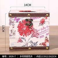 T-ZJHC European Wooden roll Paper Box Desktop Round Paper Towel Tube Home Living Room Paper Towel Box, red 1626-7