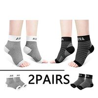 AVIDDA Ankle Brace for Men Women 2 Pairs Plantar Fasciitis Socks with Arch Support Compression Foot Sleeve for Achilles Tendon Support Sprained Ankle Swelling Flat Feet Black & White X-Large