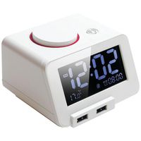 Bluetooth Alarm Clock with Dual USB Charging Ports (White C1 Pro) Bluetooth Technology for Most Smartphones Including: iPhone 6, iPhone 5, Samsung Galaxy and Note, Temperature Display,and LCD Dimming