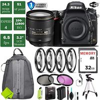 Nikon D750 DSLR Full Frame Camera with 24-120mm VR Lens + 4 Piece Macro Close-Up Set + 3PC Filter Kit (UV FLD CPL) + Tripod + Backpack + 1 Year Extended Warranty