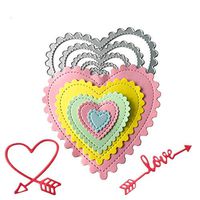Heart Cutting Dies with Arrow Embossing Stencil in Dies-Cutting Machine for Card Making Scrapbooking(6pcs/Pack Heart die cuts)