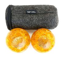 Top Chi Citrine Orgonite Baoding Balls with Carry Pouch for Hand Therapy, Exercise, and Stress Relief (Large 2 Inch)