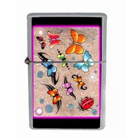 Butterfly Colorful Modern Art Wind Proof Dual Torch Refillable Lighter D-142